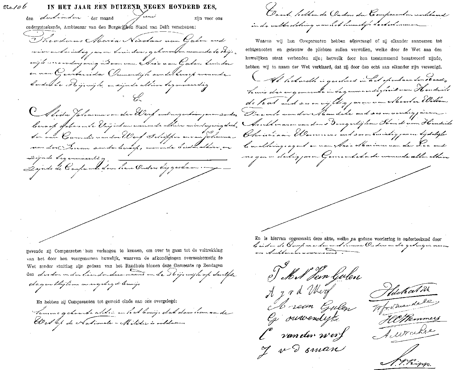 19060613 huw akte 106 Theodorus MN v Galen - Alida J vd Werf